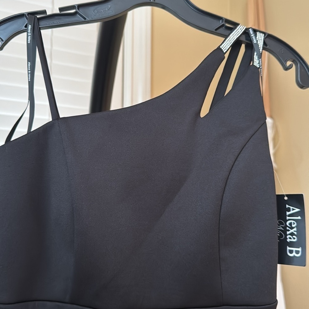 Alexa B Nites Black One Sleeve Jumpsuit Diamond Straps - Picture 4 of 4